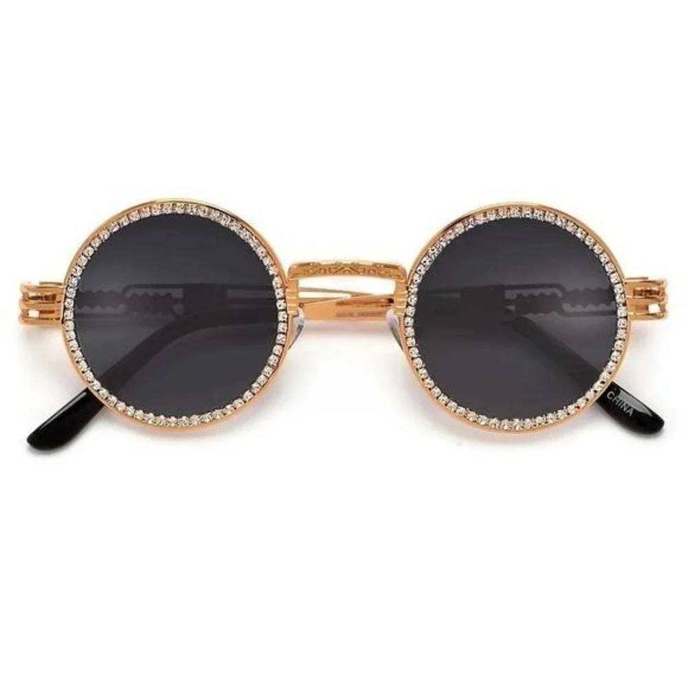 Diamond‎ Sunglasses Dark Black Lens Street Wear Hip Hop Gang Shades UV400 Trendy
